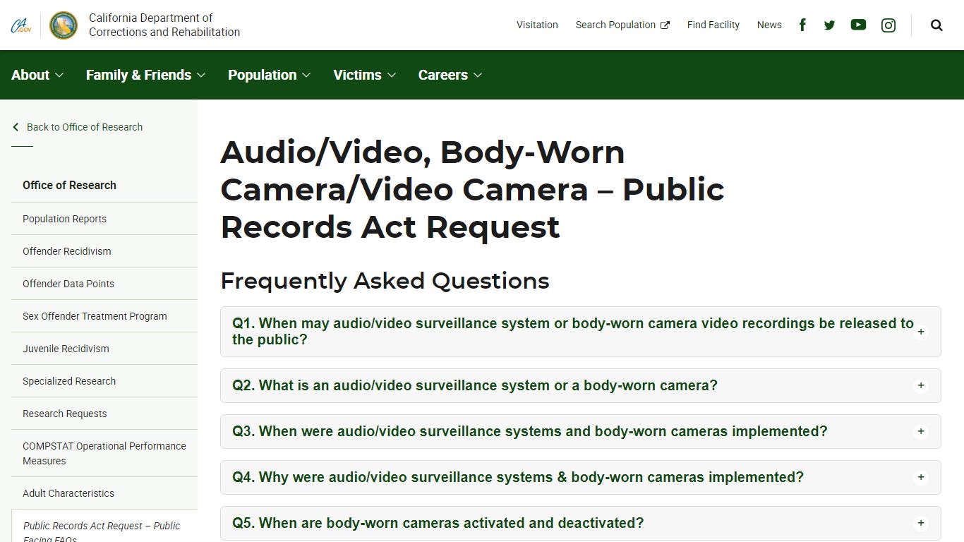 Audio/Video, Body-Worn Camera/Video Camera - Public Records Act Request ...